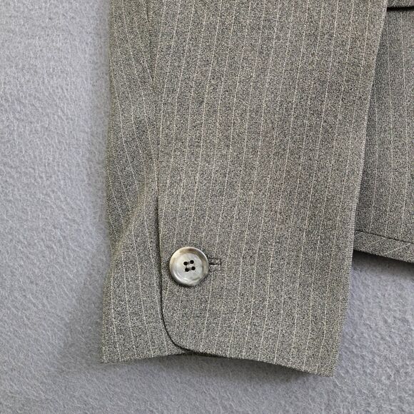 Ann Taylor Women 10P Gray Pinstriped Button Up Notch Suit Blazer - Picture 6 of 11